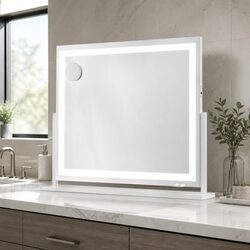 Makeup Mirror 80x65cm Hollywood Vanity LED Light Touch Control White Frame Stand