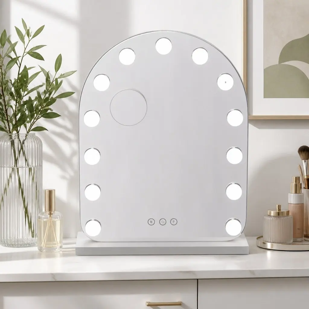 Makeup Mirror Toughened Glass 40x50cm LED White with 5x Magnification and Touch Control