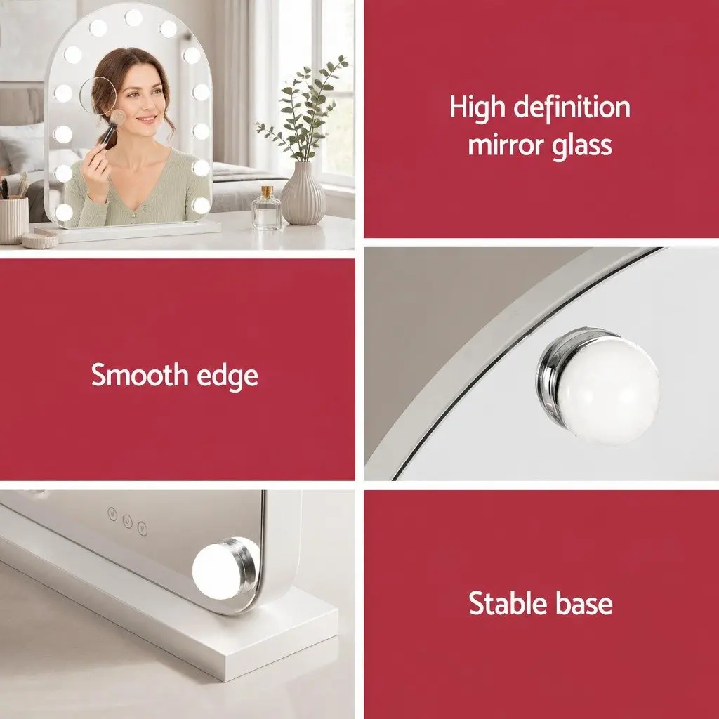 Makeup Mirror Toughened Glass 40x50cm LED White with 5x Magnification and Touch Control