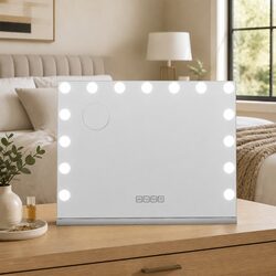 Bluetooth Makeup Mirror 58x46cm Hollywood Vanity with 15 LED Lights Wall Mounted
