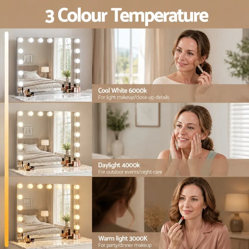 Hollywood Vanity Mirror 58x46cm with Bluetooth and LED Lights