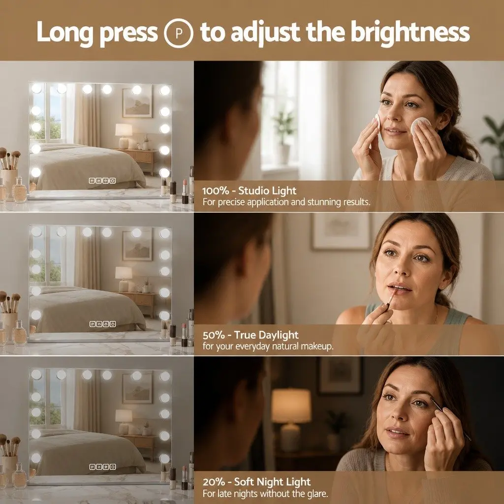 Hollywood Vanity Mirror 58x46cm with Bluetooth and LED Lights