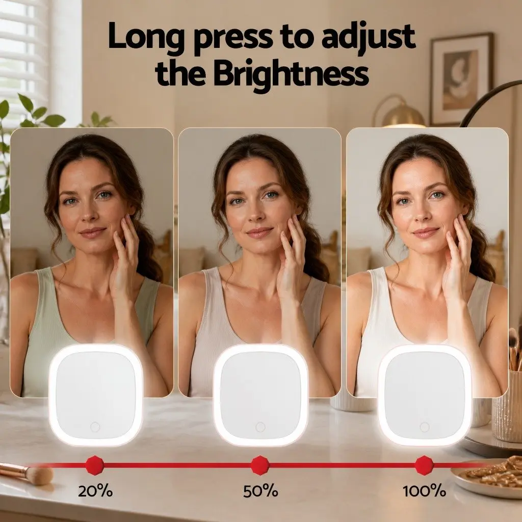 LED Compact Makeup Mirror with Dual-Sided Magnification