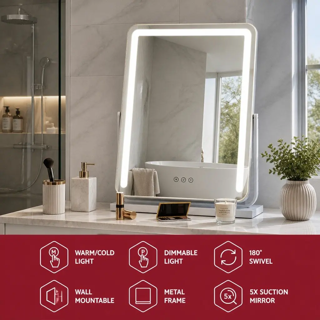 40x50cm Hollywood Vanity Makeup Mirror with LED Light Strip