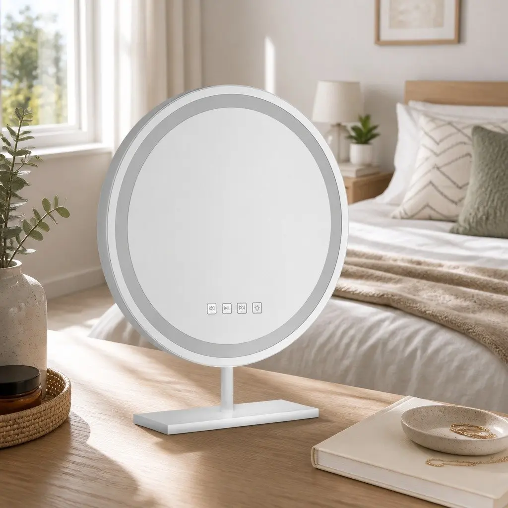 LED Makeup Mirror 49x28cm Tabletop Vanity with Bluetooth