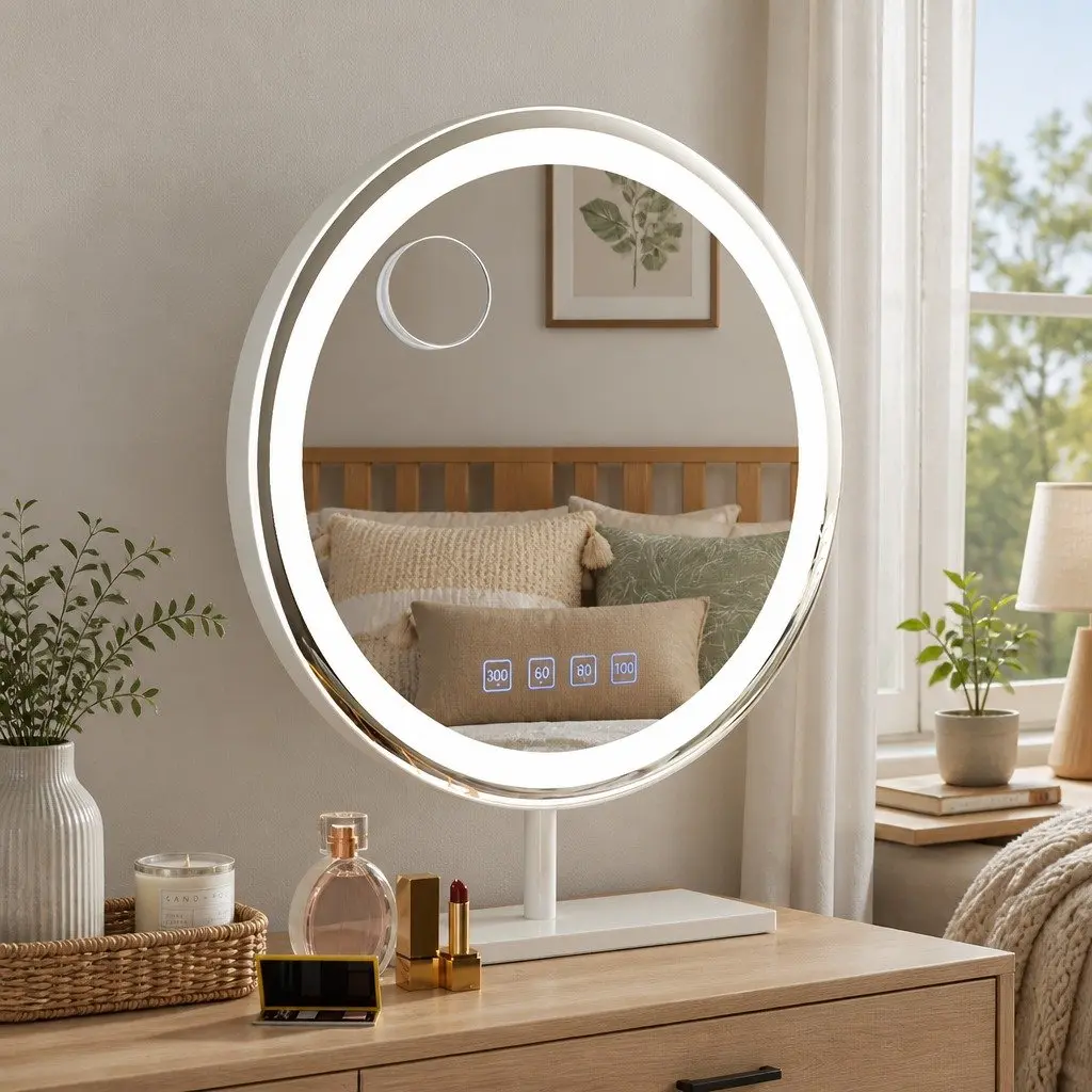 LED Makeup Mirror 49x28cm Tabletop Vanity with Bluetooth