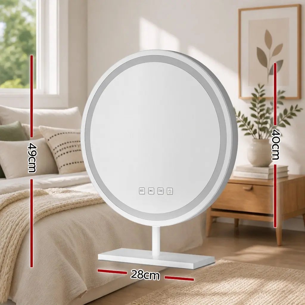 LED Makeup Mirror 49x28cm Tabletop Vanity with Bluetooth