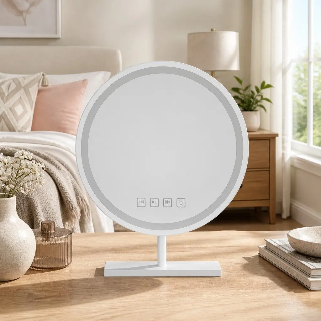 LED Makeup Mirror 49x28cm Tabletop Vanity with Bluetooth