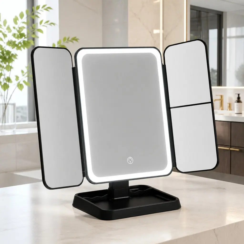Tri-fold LED Makeup Mirror with Magnification