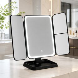 Premium Tri-fold LED Makeup Mirror with Magnification