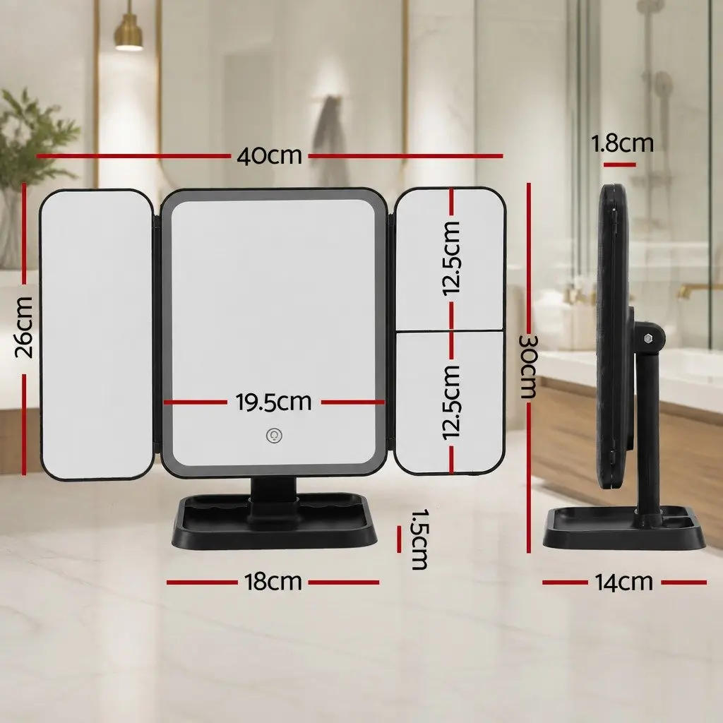 Tri-fold LED Makeup Mirror with Magnification