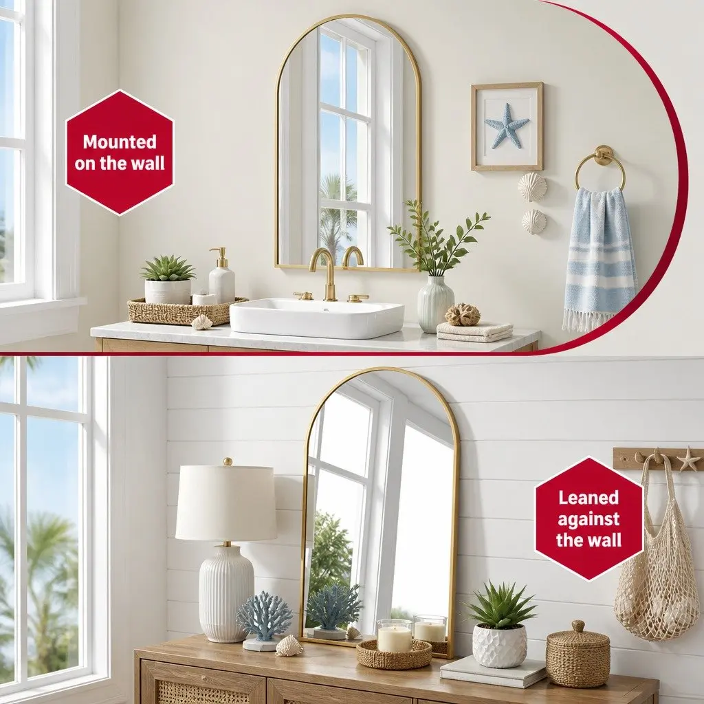 Arched Wall Mirror Aluminium 86x50cm Gold