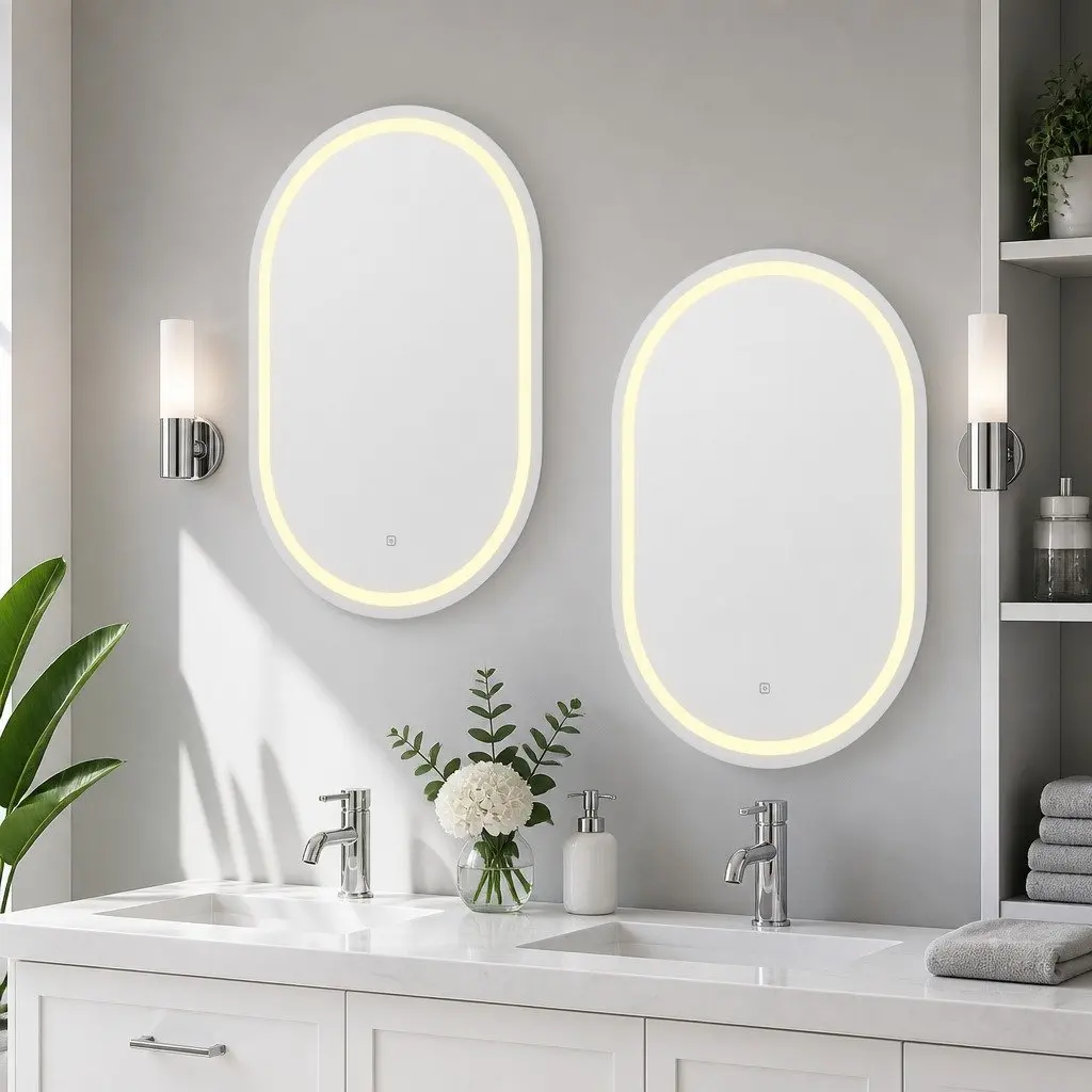 Oval LED Wall Mirror for Bathroom Vanity 50X75CM