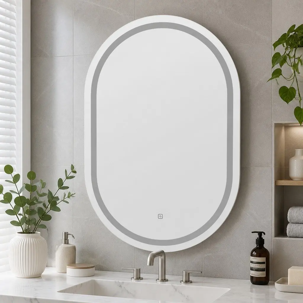 Oval LED Wall Mirror 50X75cm with Touch Control