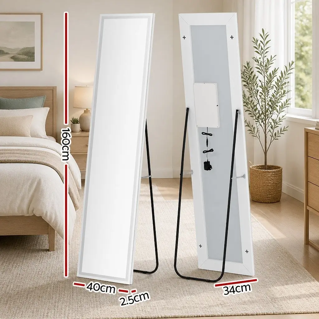 Full-Length LED Mirror Aluminium Alloy 160cm x 40cm Transparent