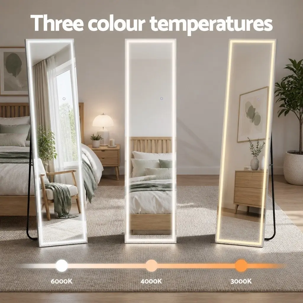 Full-Length LED Mirror Aluminium Alloy 160cm x 40cm Transparent