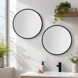 Elegant 70cm Round Wall Mirror with Black Frame