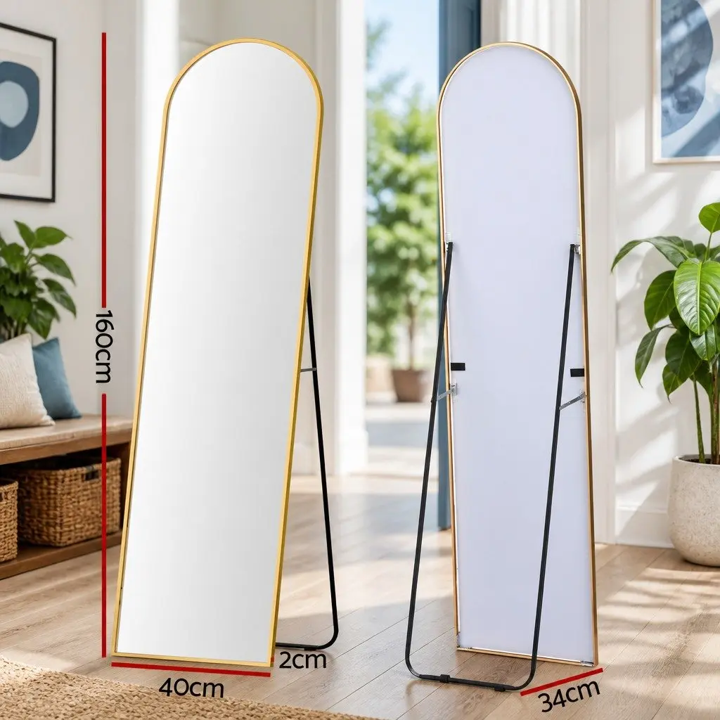 Full Length Mirror Arched Aluminium 160cm Gold Frame