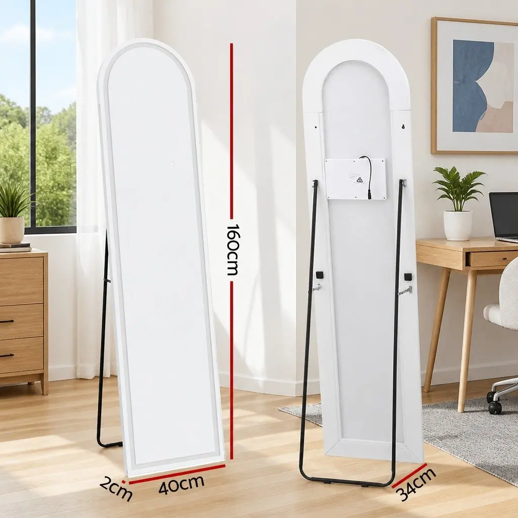 LED Full Length Mirror 160cm Arched Floor Standing Wall Mounted Dressing Mirror