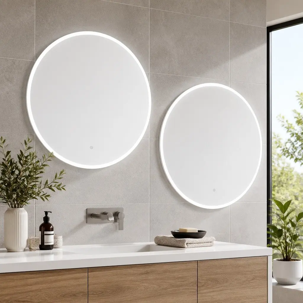 Round LED Bathroom Mirror 80cm with Touch Control