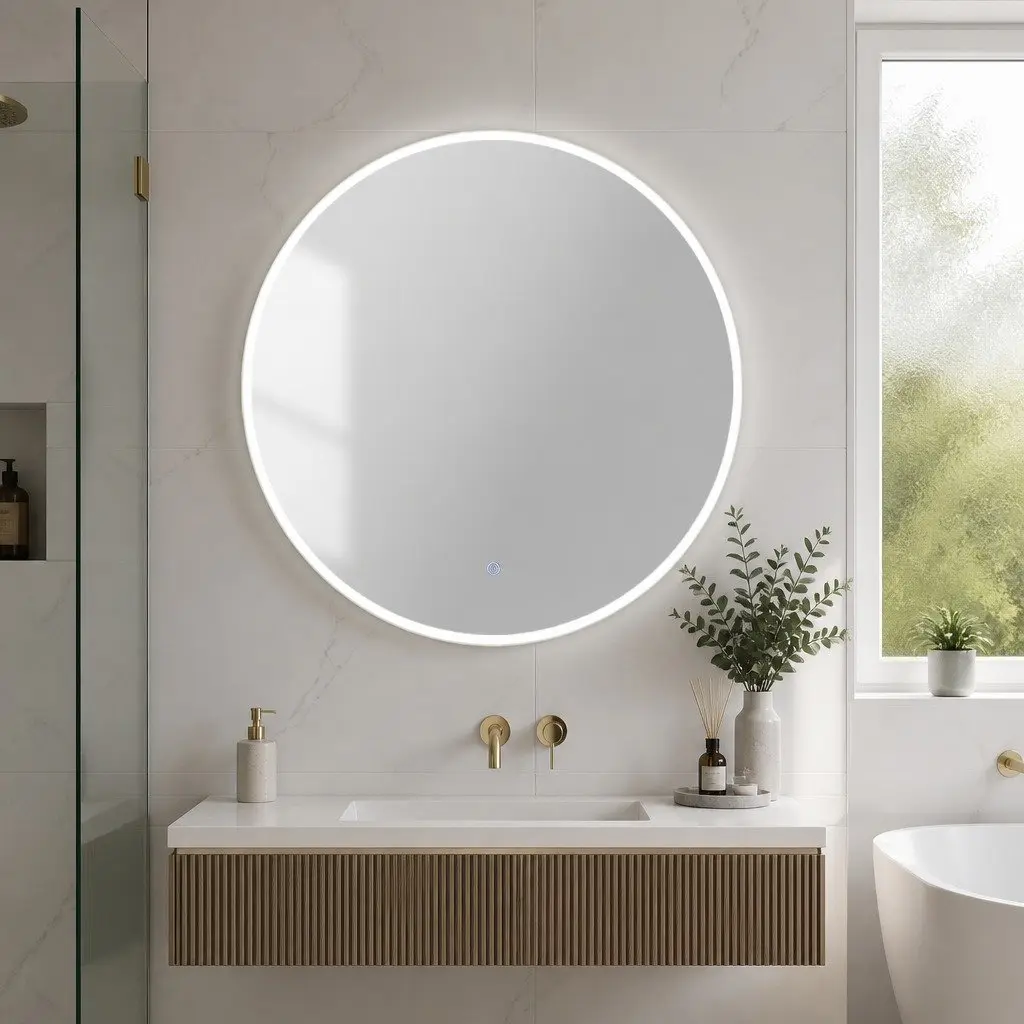 80cm Round LED Bathroom Mirror with Touch Control