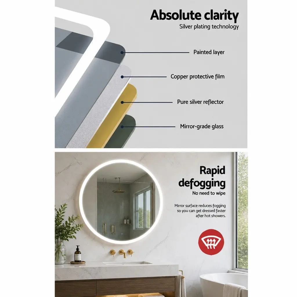 Round Wall Mirror LED Light 80cm White