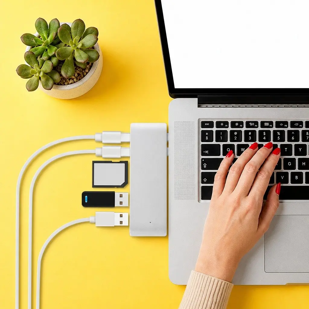 6-Port USB Type-C Hub with SD Card Reader