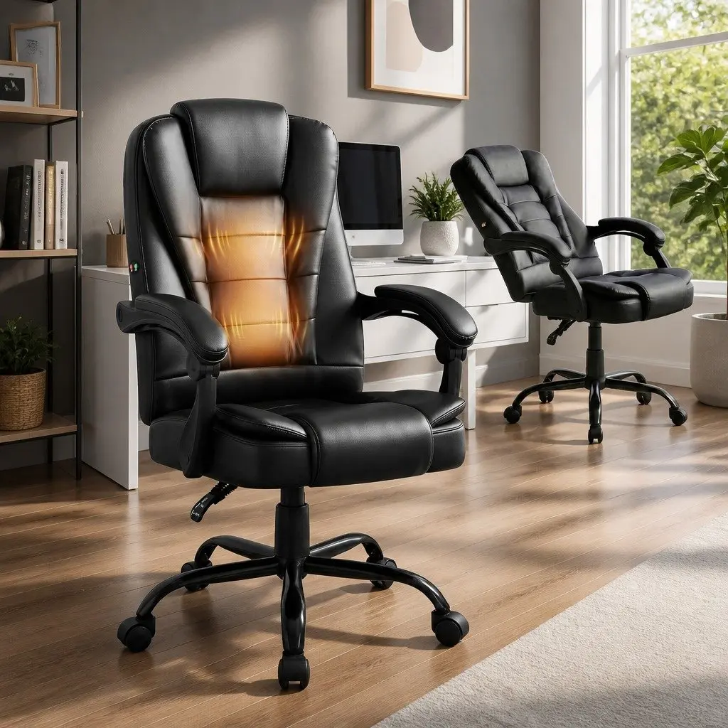 Massage Office Chair Executive Computer Gaming Chairs Black PU Leather