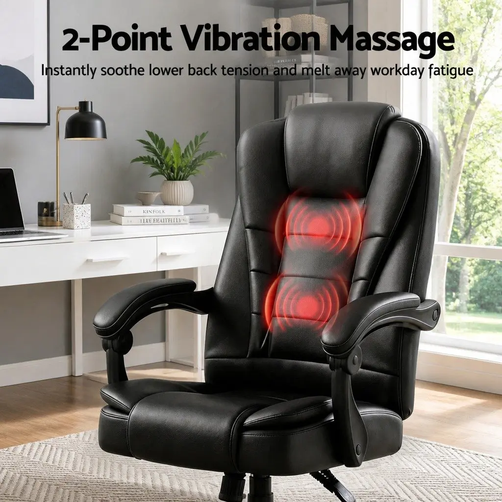 Massage Office Chair Executive Computer Gaming Chairs Black PU Leather