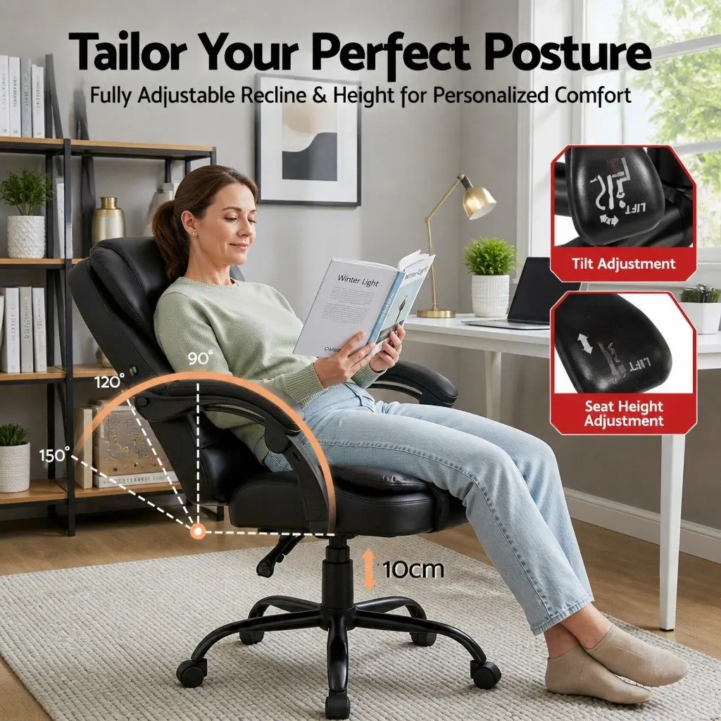 Massage Office Chair Executive Computer Gaming Chairs Black PU Leather