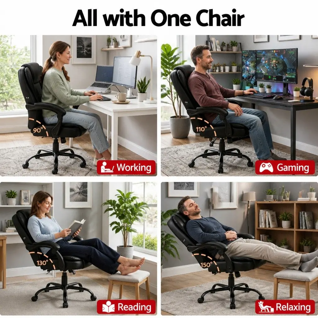 Massage Office Chair Executive Computer Gaming Chairs Black PU Leather