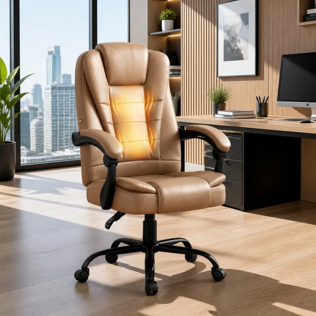 Massage Office Chair in Espresso PU Leather