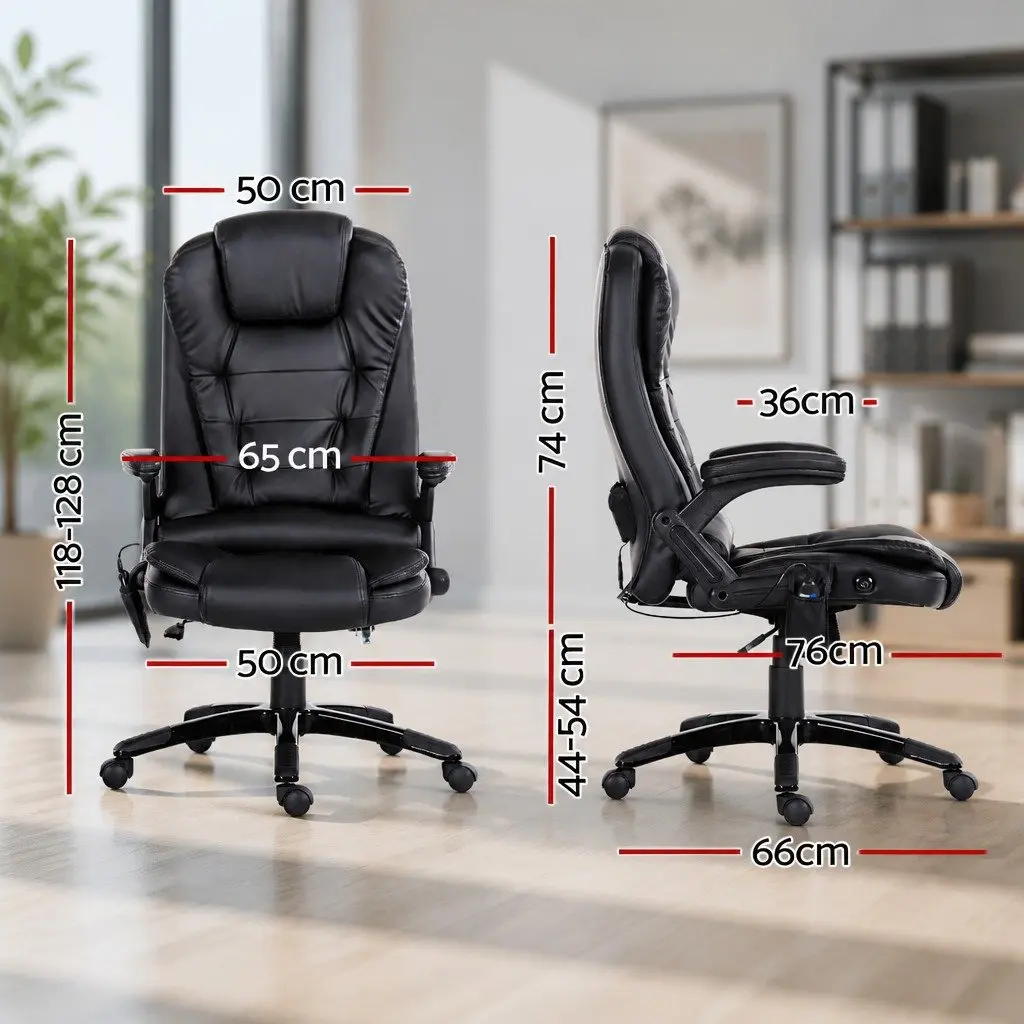 High Back PU Black 8 Point Massage Office Chair