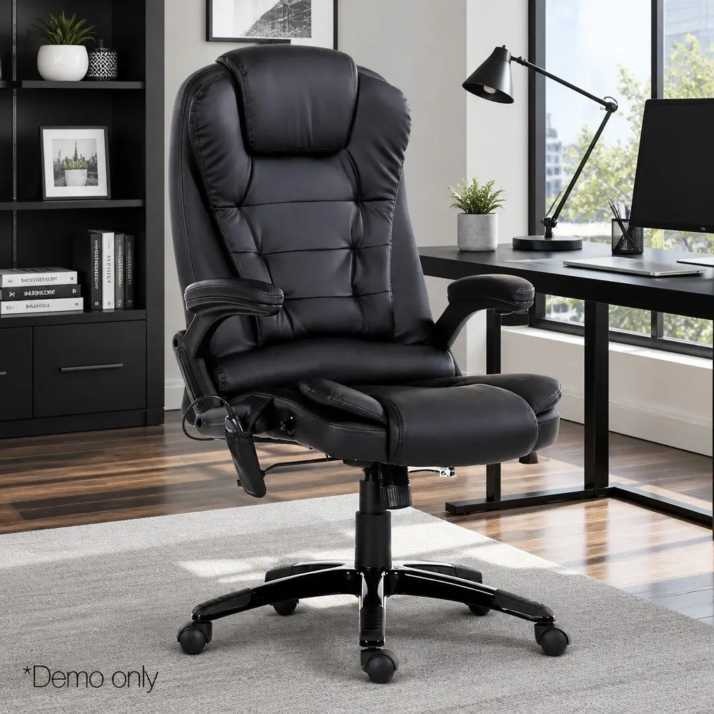 High Back PU Black 8 Point Massage Office Chair