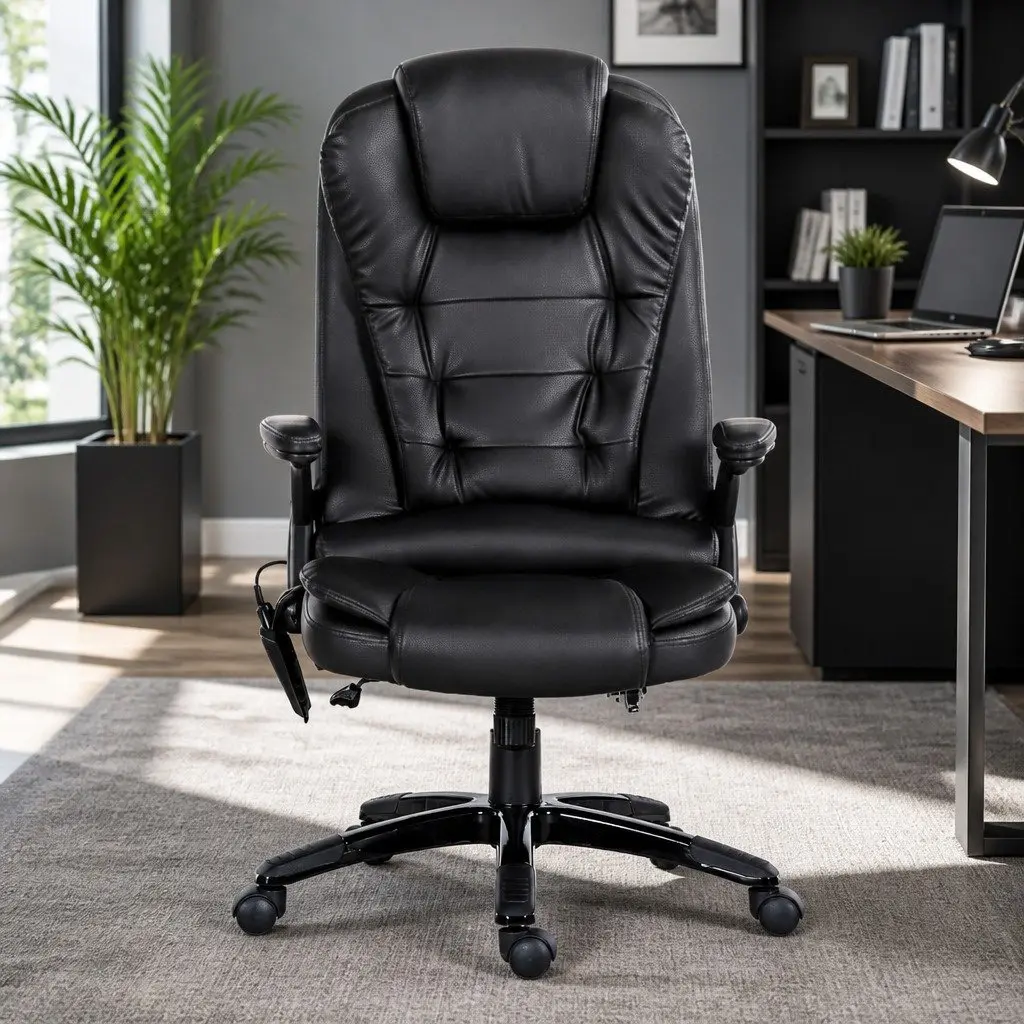 High Back PU Black 8 Point Massage Office Chair