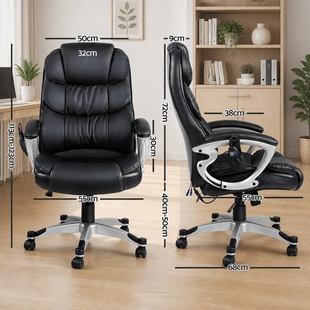 Massage Chair PU Leather High Back Black