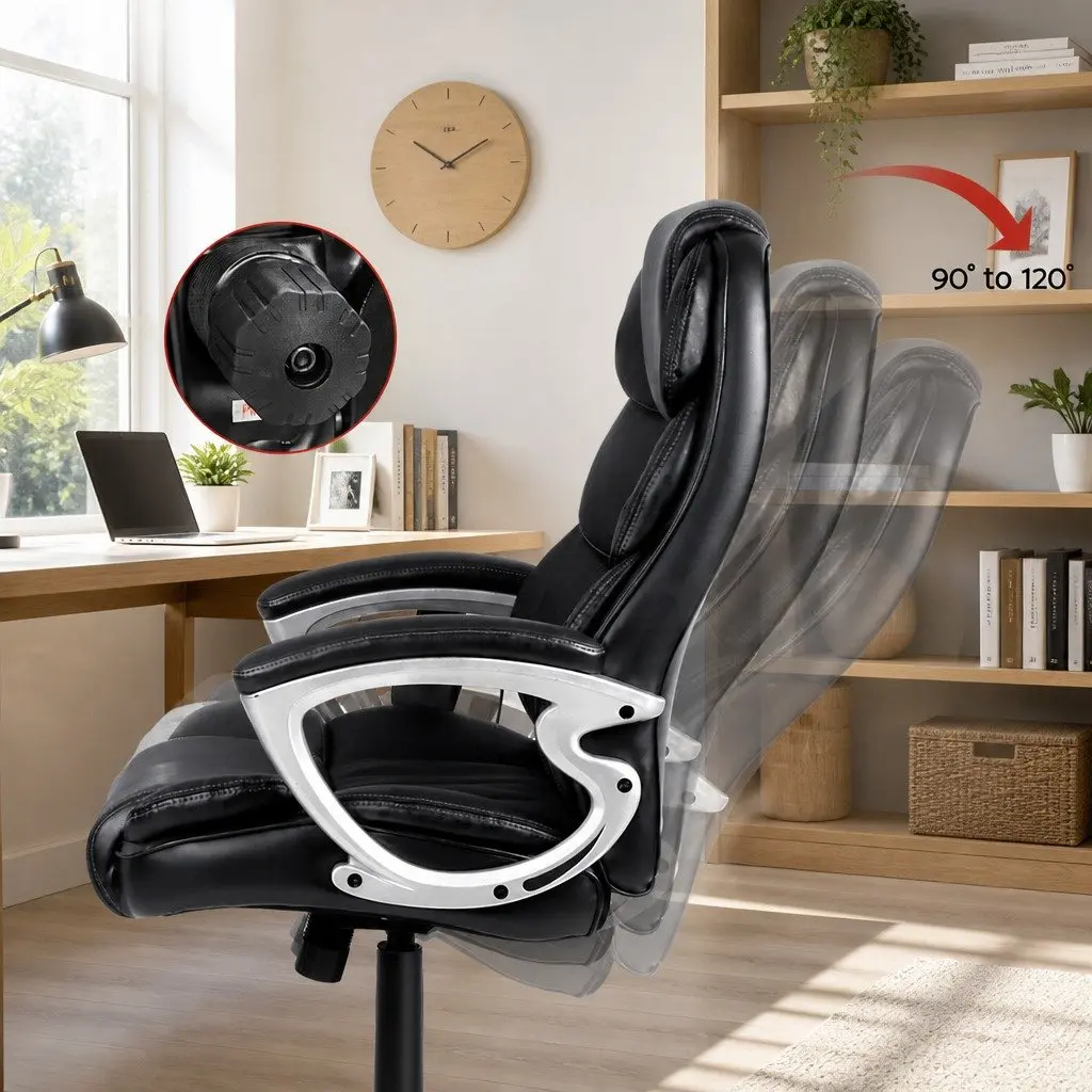 Massage Chair PU Leather High Back Black