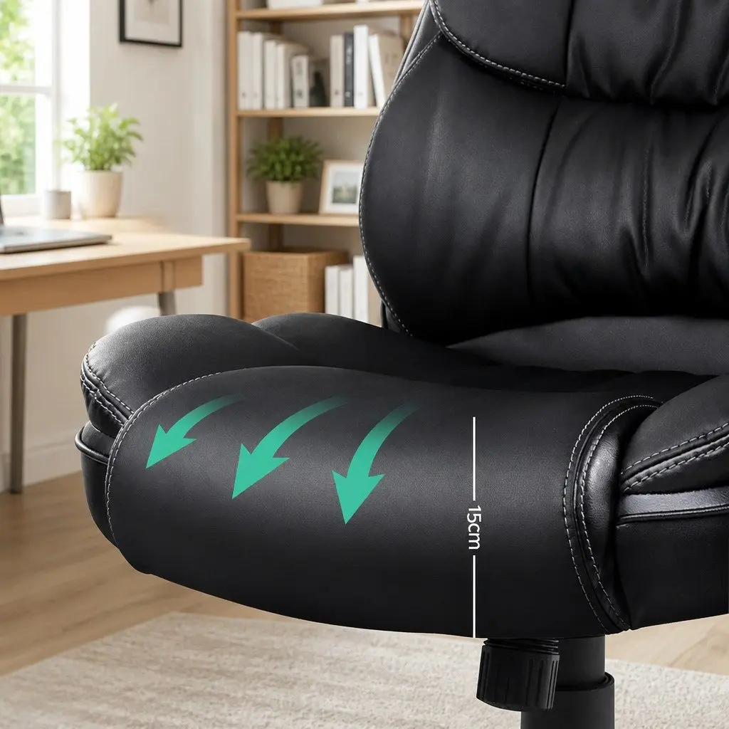 Massage Chair PU Leather High Back Black