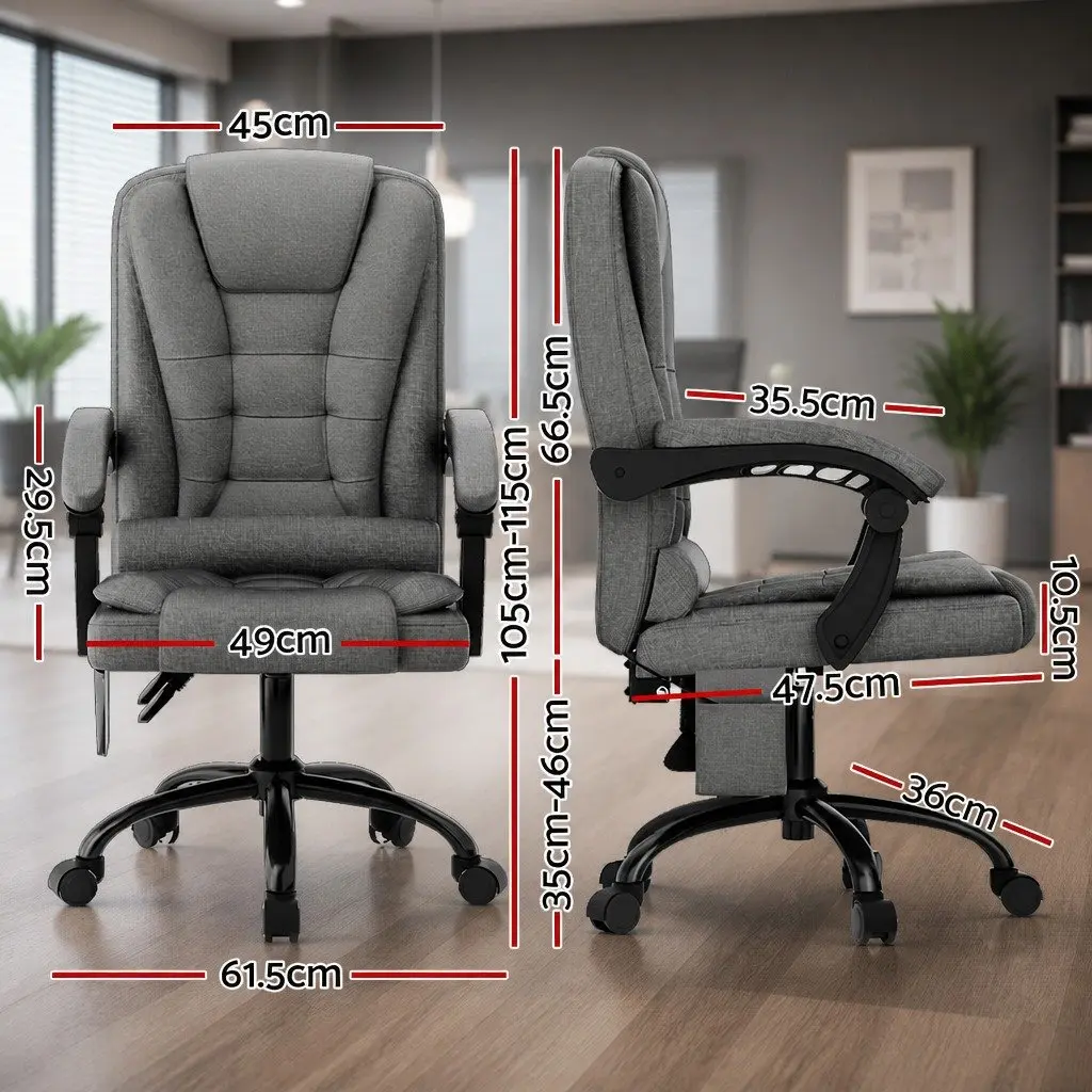 High Back Grey Fabric Office Chair with Massage Function