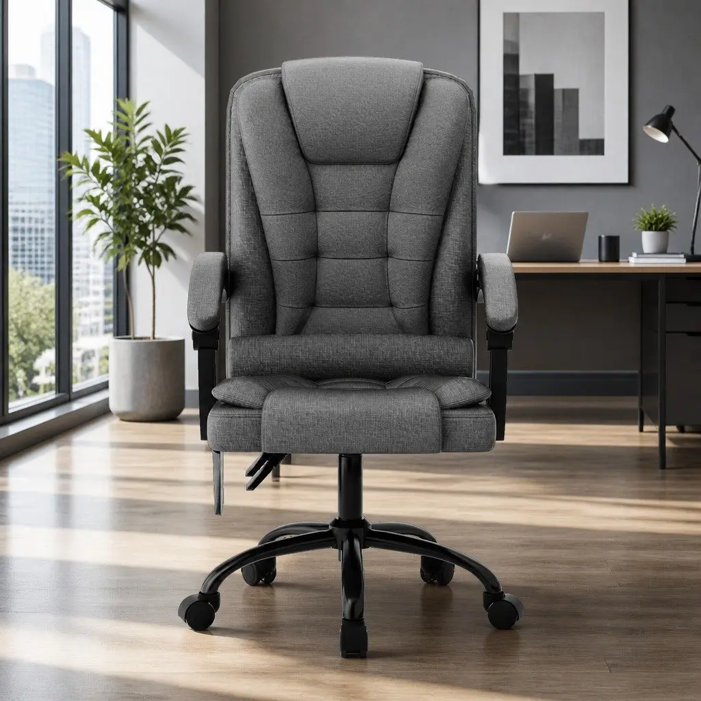 High Back Grey Fabric Office Chair with Massage Function