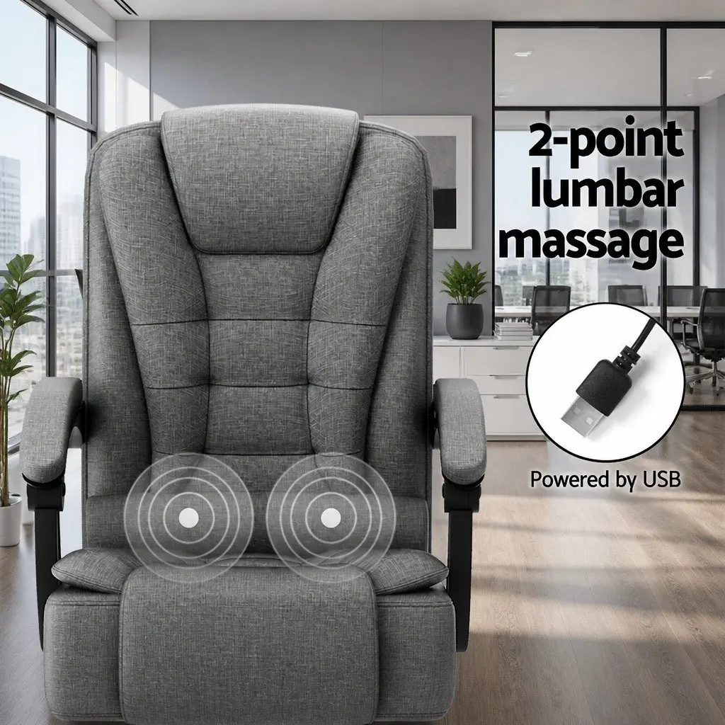 High Back Grey Fabric Office Chair with Massage Function