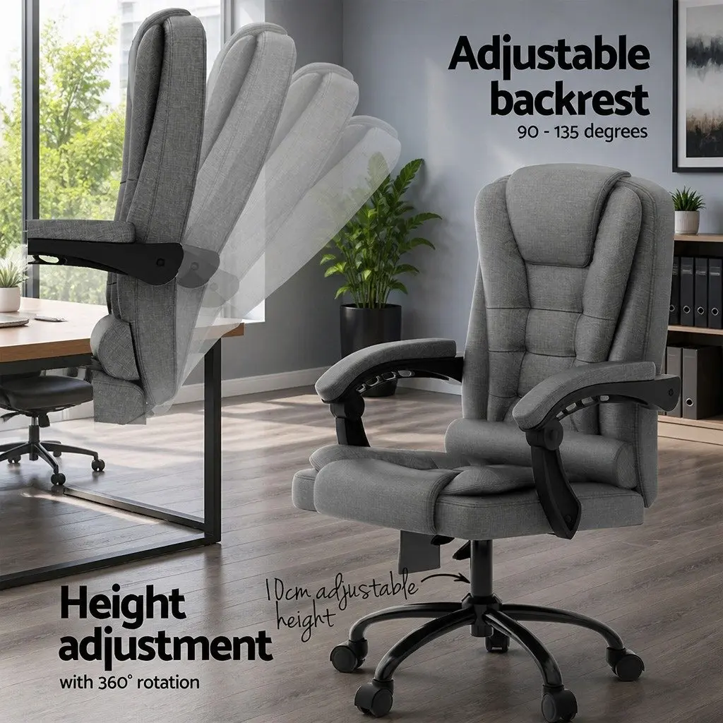 High Back Grey Fabric Office Chair with Massage Function