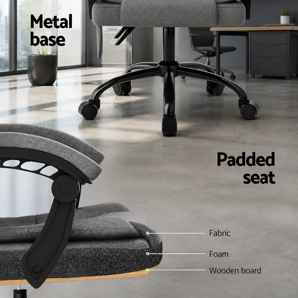 High Back Grey Fabric Office Chair with Massage Function