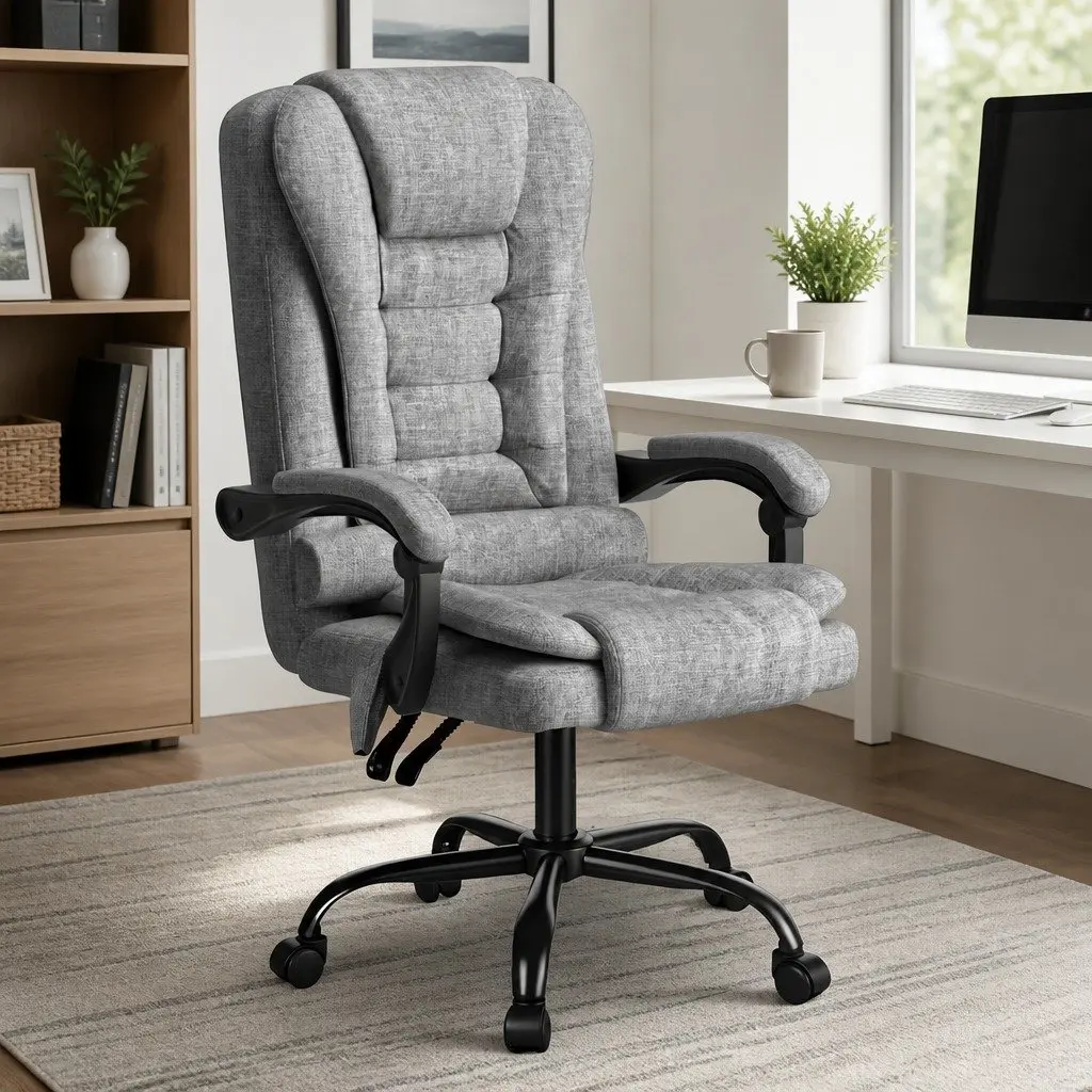 Grey Ergonomic Executive Office Chair with Massage Feature