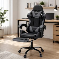 Ergonomic Massage Gaming Office Chair with Footrest