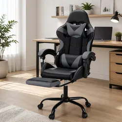 Ergonomic Massage Gaming Office Chair with Footrest