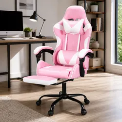 Durable Massage Gaming Office Chair with Adjustable Footrest