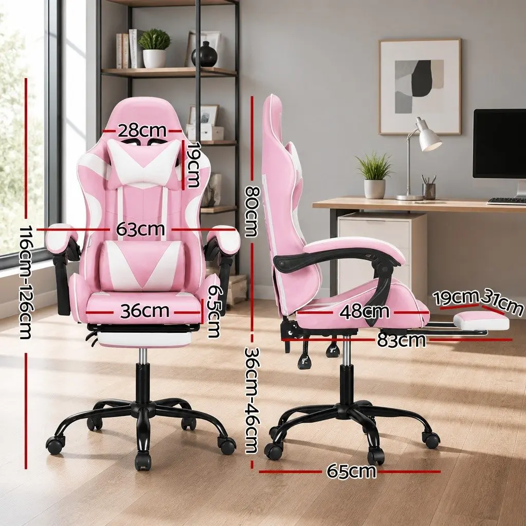 Massage Gaming Office Chair with Adjustable Footrest