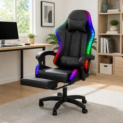 High-Quality Massage Gaming Chair with LED Footrest