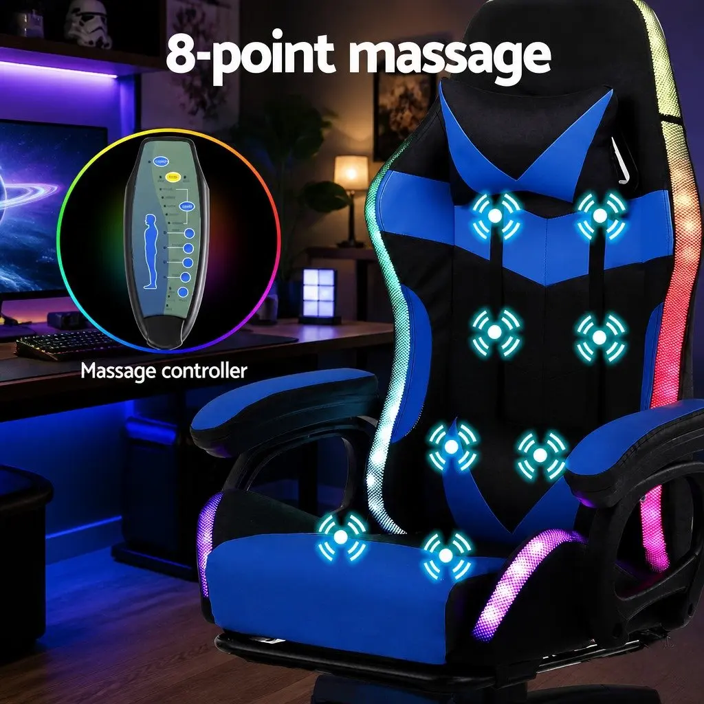 Gaming Office Chair PU Leather 66 x 66 x 117-127cm Blue Black
